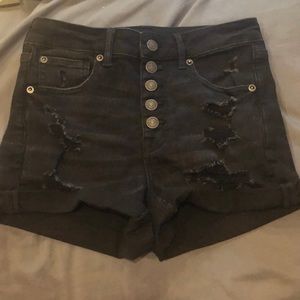 Black denim shorts